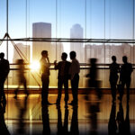 busy business people walking